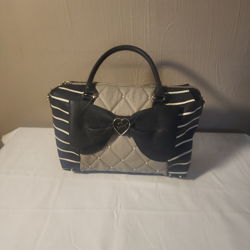 Betsey Johnson Elegant Black and Gray Women's Satchel